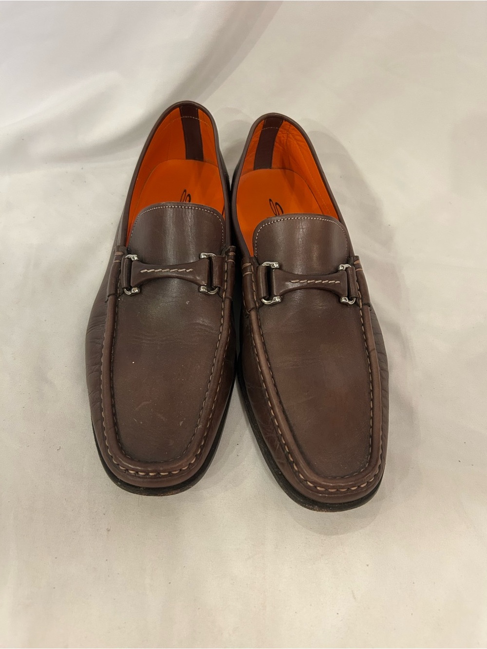 Santoni Men’s Italian Leather Bit Loafers Sz 9 Brown